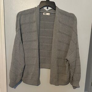 SO Women's Casual Gray Knit Cardigan